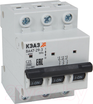 Выключатель автоматический КЭАЗ 4.5кА ВА47-29-3C25-УХЛ3 / 318289 - фото