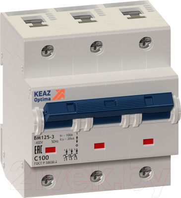 Выключатель автоматический КЭАЗ 3P C 80А 20кА OptiDin BM125-3C80-8ln-УХЛ3 / 138543 - фото
