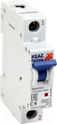 Выключатель автоматический КЭАЗ 1P B 10А 6кА OptiDin BM63-1B10-УХЛ3 / 260487 - фото