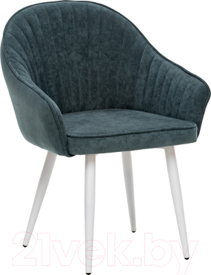 Стул Импэкс Leset Вайд с подлокотниками (белый/велюр темно-зеленый) - фото