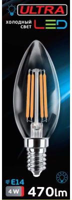 Лампа Ultra С35 F 4W E14 4000K