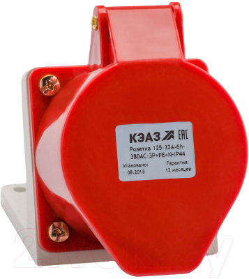 Розетка переносная КЭАЗ 125 32А 380В AC 3P+PE+N 6ч IP44 / 222757 - фото