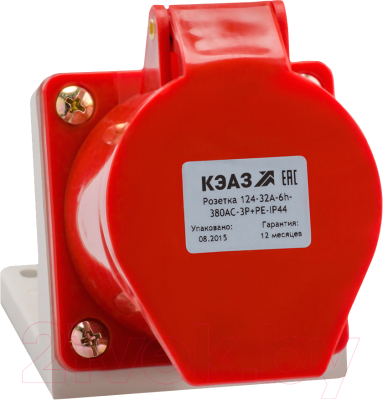 Розетка кабельная КЭАЗ 124 32А 380В AC 3P+PE 6ч IP44 / 222756 - фото