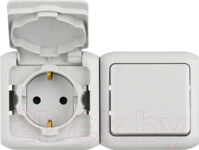 Блок выключатель+розетка Legrand Quteo 782348