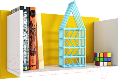 Полка Polini Kids Mirum 5L 600 / 0002092.129 (белый/желтый) - фото