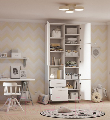 Шкаф Polini Kids Mirum 2320 двухсекционный / 0002068.9 (белый)