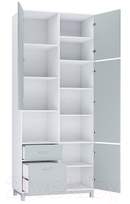 Шкаф Polini Kids Mirum 2320 двухсекционный / 0002068.55 (белый/серый)