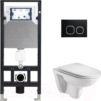 Унитаз подвесной с инсталляцией WeltWasser Amberg 506 + Baarbach 004 GL-WT + Amberg RD-BL - фото