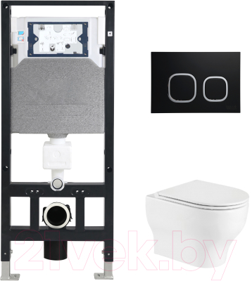 Унитаз подвесной с инсталляцией WeltWasser Amberg 506 + Erlenbach 004 GL-WT + Amberg RD-BL - фото