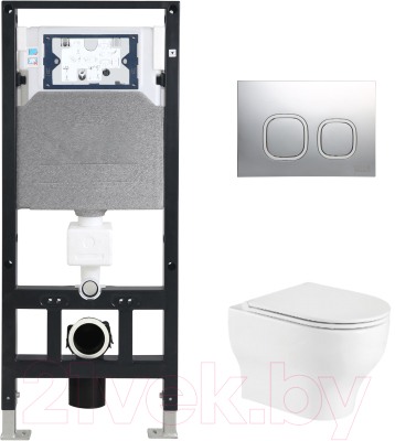 Унитаз подвесной с инсталляцией WeltWasser Amberg 506 + Erlenbach 004 GL-WT + Amberg RD-CR - фото