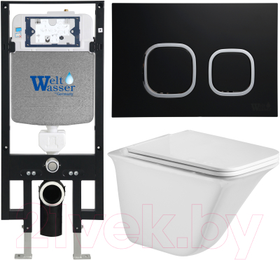 Унитаз подвесной с инсталляцией WeltWasser Amberg 497+Rotbach 004 GL-WT+ Amberg RD-BL - фото