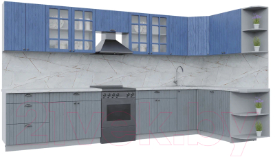 Готовая кухня Интерлиния Берес 1.7x3.8 правая - фото