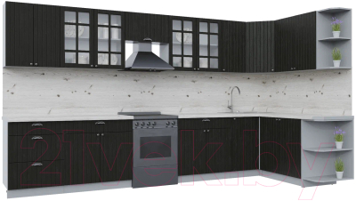 Готовая кухня Интерлиния Берес 1.7x3.8 правая - фото