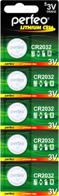 Комплект батареек Perfeo Lithium CR2032/5BL - фото