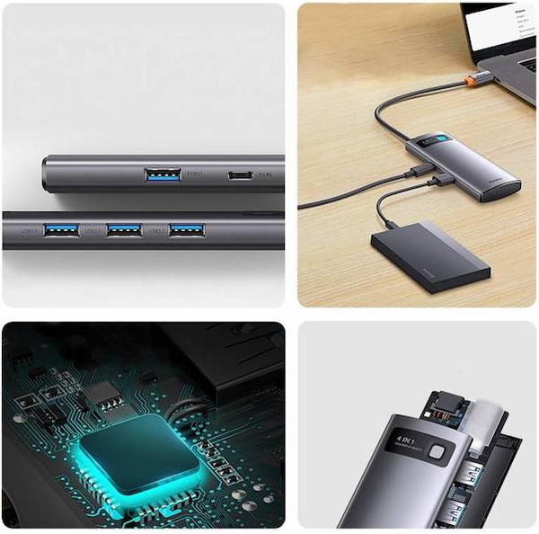 USB-хаб Baseus Metal Gleam 4в1 / WKWG070113