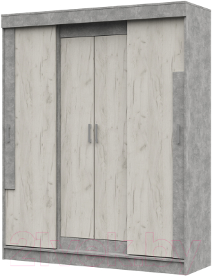 Шкаф-купе Стендмебель Гамма ШК 01 (дуб крафт белый/ателье светлый) - фото