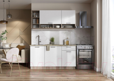 Кухонный гарнитур Стендмебель Рица 1.6 (белый текстура/дуб крафт серый)