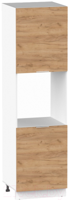 Шкаф-пенал кухонный Интермебель Микс Топ П 2140-4-600 (дуб крафт золотой) - фото