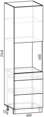 Шкаф-пенал кухонный Интермебель Микс Топ П 2140-6-600 Ш (графит серый)