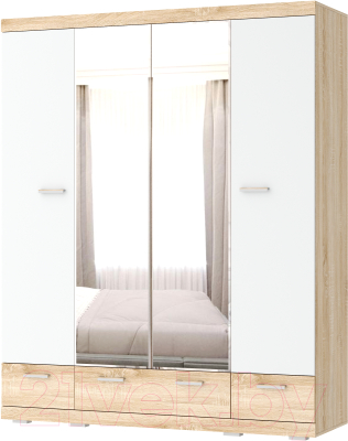 Шкаф Памир Соната ШСЗ-1800 (дуб сонома/белый глянец) - фото