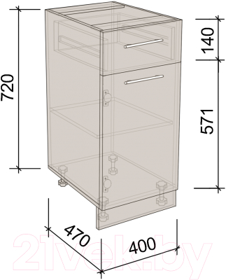 Шкаф-стол кухонный Артём-Мебель 400мм СН-114.08-Ш (ДСП дуб крафт белый)