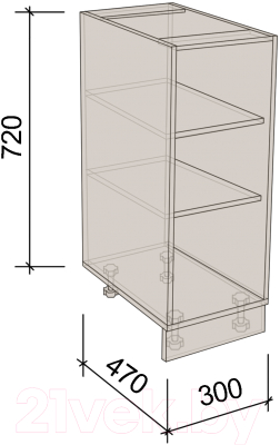 Шкаф-стол кухонный Артём-Мебель 300мм СН-114.142 (ДСП серый)
