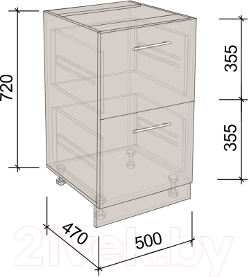 Шкаф-стол кухонный Артём-Мебель 500мм СН-114.144-Ш (ДСП бетон спаркс)