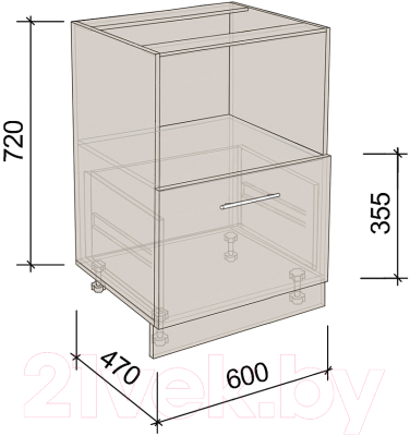 Шкаф-стол кухонный Артём-Мебель 600мм СН-114.145-Ш (ДСП бетон спаркс)