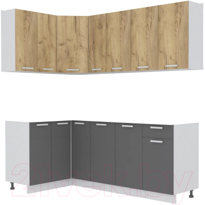 Кухонный гарнитур Интерлиния Мила Лайт 1.2x2.1 без столешницы - фото