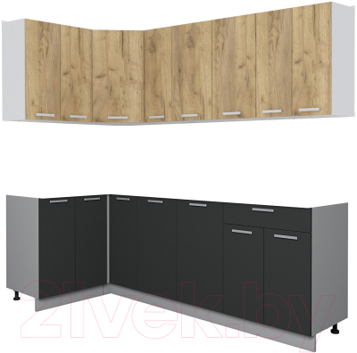 Кухонный гарнитур Интерлиния Мила Лайт 1.2x2.3 без столешницы - фото