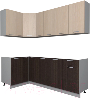 Кухонный гарнитур Интерлиния Мила Лайт 1.2x2.1 без столешницы - фото