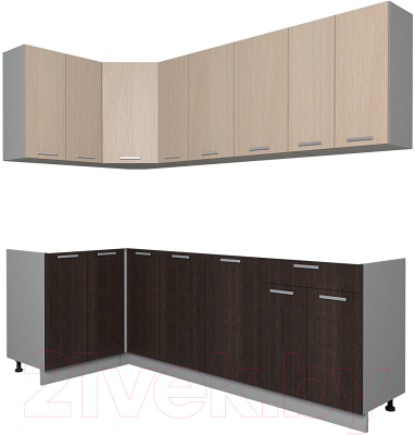 Кухонный гарнитур Интерлиния Мила Лайт 1.2x2.3 без столешницы - фото