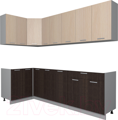 Кухонный гарнитур Интерлиния Мила Лайт 1.2x2.5 без столешницы - фото