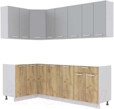 Кухонный гарнитур Интерлиния Мила Лайт 1.2x2.3 без столешницы - фото