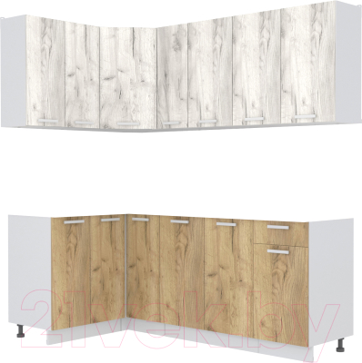 Кухонный гарнитур Интерлиния Мила Лайт 1.2x2.1 без столешницы - фото