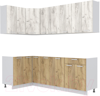 Кухонный гарнитур Интерлиния Мила Лайт 1.2x2.3 без столешницы - фото