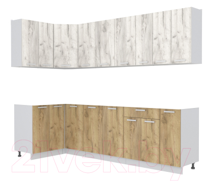 Кухонный гарнитур Интерлиния Мила Лайт 1.2x2.7 без столешницы - фото