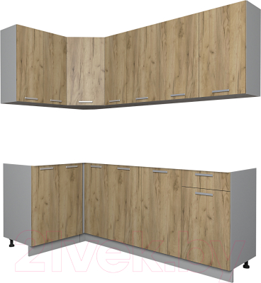 Кухонный гарнитур Интерлиния Мила Лайт 1.2x2.1 без столешницы - фото