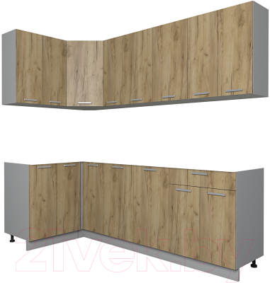 Кухонный гарнитур Интерлиния Мила Лайт 1.2x2.3 без столешницы - фото