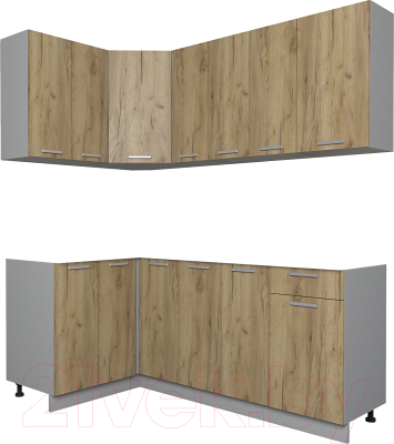 Кухонный гарнитур Интерлиния Мила Лайт 1.2x2.4 без столешницы - фото