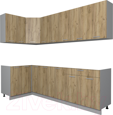 Кухонный гарнитур Интерлиния Мила Лайт 1.2x2.5 без столешницы - фото