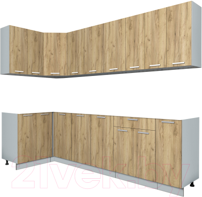 Кухонный гарнитур Интерлиния Мила Лайт 1.2x2.7 без столешницы - фото