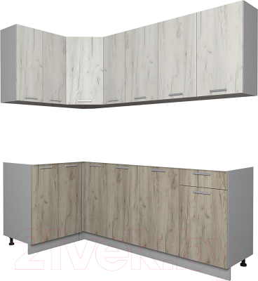 Кухонный гарнитур Интерлиния Мила Лайт 1.2x2.1 без столешницы - фото