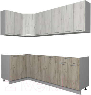 Кухонный гарнитур Интерлиния Мила Лайт 1.2x2.3 без столешницы - фото