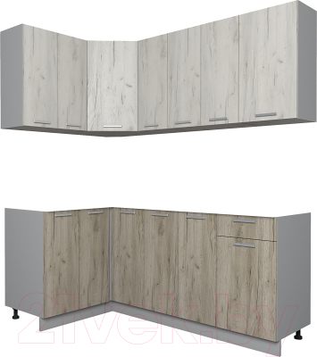 Кухонный гарнитур Интерлиния Мила Лайт 1.2x2.4 без столешницы - фото