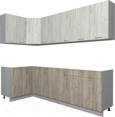 Кухонный гарнитур Интерлиния Мила Лайт 1.2x2.5 без столешницы - фото