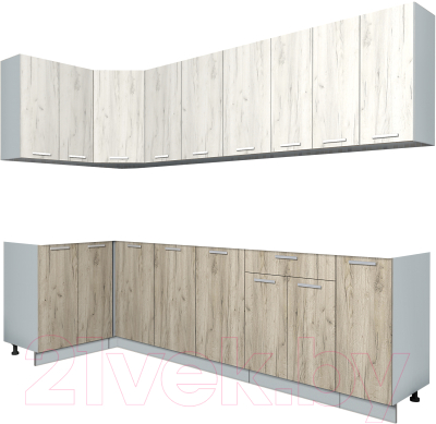 Кухонный гарнитур Интерлиния Мила Лайт 1.2x2.7 без столешницы - фото