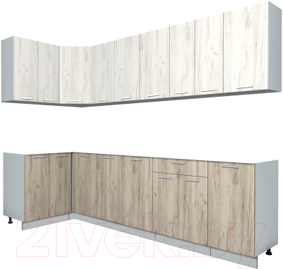 Кухонный гарнитур Интерлиния Мила Лайт 1.2x2.8 без столешницы - фото