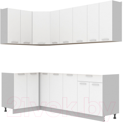 Кухонный гарнитур Интерлиния Мила Лайт 1.2x2.3 без столешницы - фото