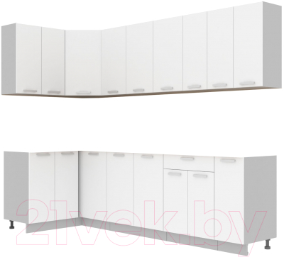 Кухонный гарнитур Интерлиния Мила Лайт 1.2x2.7 без столешницы - фото